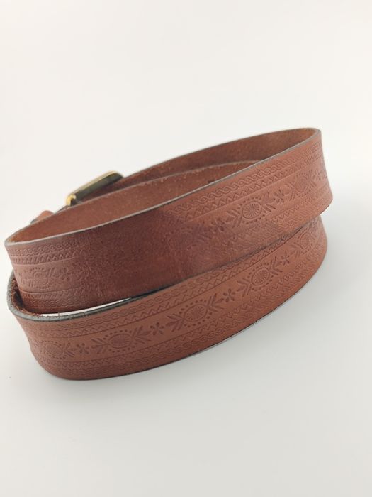 r. 72-83  Lloyd Pasek Retro damski skóra brązowy złota klamra