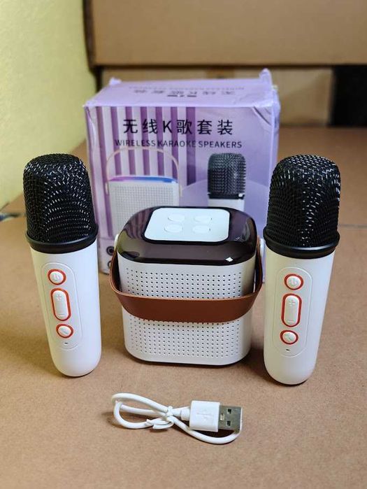 Altifalante com 2 Microfones Sem Fios / Karaoke Y1 NOVO