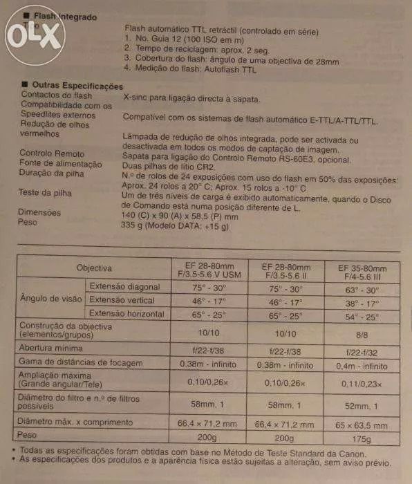 Câmara Fotográfica CANON EOS 300 - SLR de filme (Rolo)