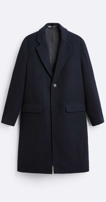 Zara nowy płaszcz męski 54% wełna M granatowy