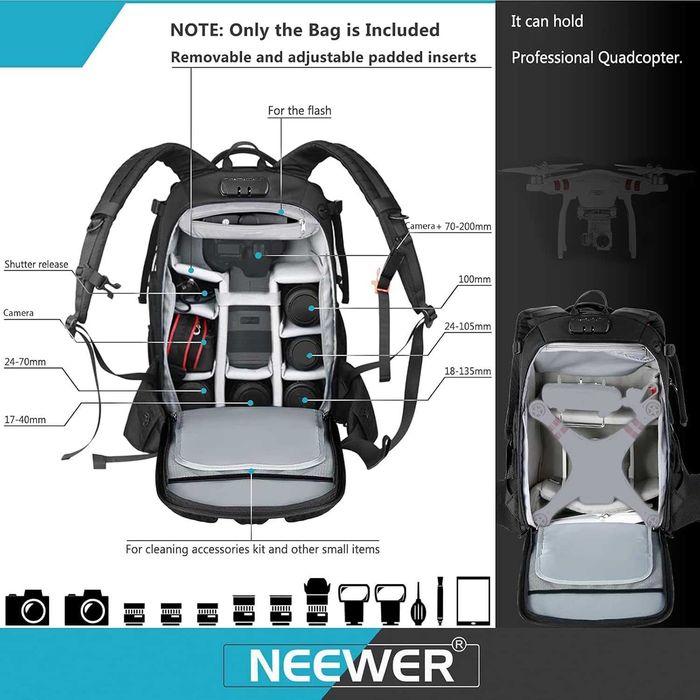 Mochila Profissional Neewer Pro (Grande Capacidade / Antirroubo) – Como Nova