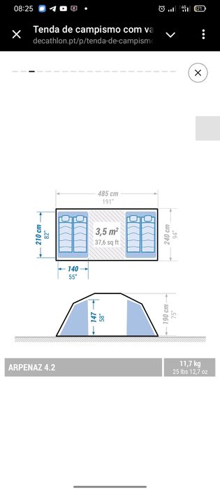 QUECHUA Tenda de campismo com varetas - ARPENAZ 4.2 - 4 pessoas