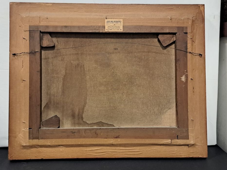 Quadro a óleo com moldura em madeira