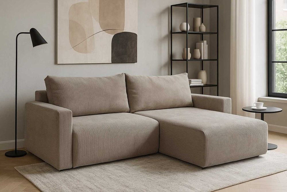 Narożnik Bergamo. Rogówka. Sprężyny bonell, pojemnik, automat, sztruks