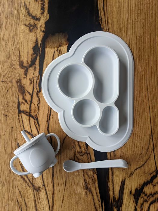 Набір для прикорму: стакан для снеков, тарілка, поїльник, ложка