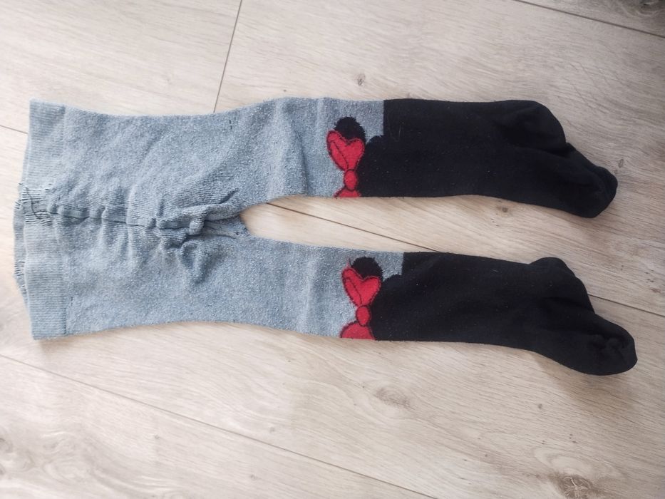 Szaro czarne rajtuzy rajstopy z kokardkami 86