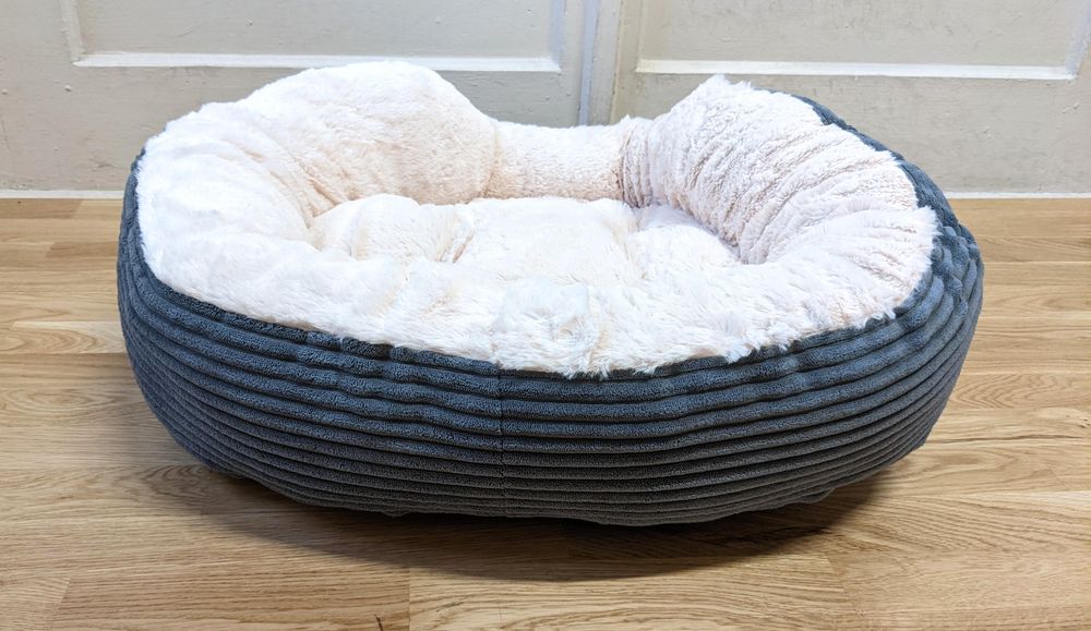Legowisko dla Psa Cozy Cord L 81x63x18cm Plusz Ciemnoszare NOWE