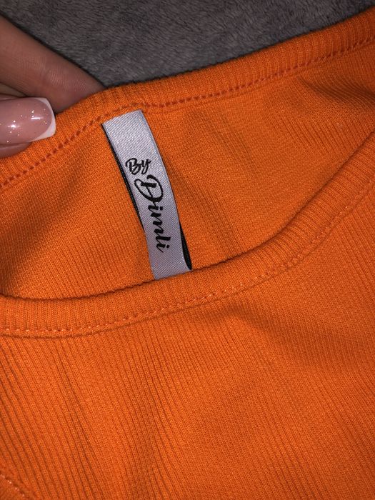 Top jaskrawopomarańczowy , prążkowany