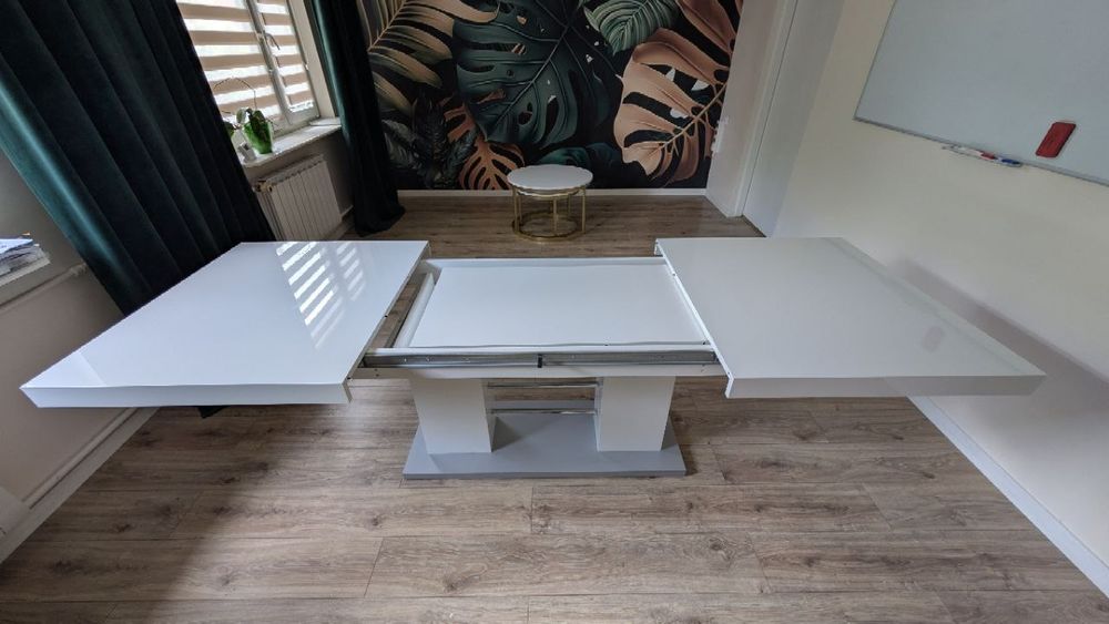 LINOSA 2 Stół rozkładany, połysk biały