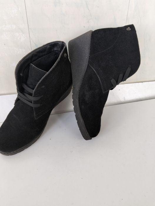 Ботинки женские, демисезонные, замшевые, черные