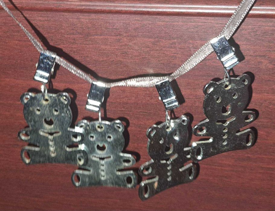 Металлическая подвеска Мишка на прищепке "крокодильчике"