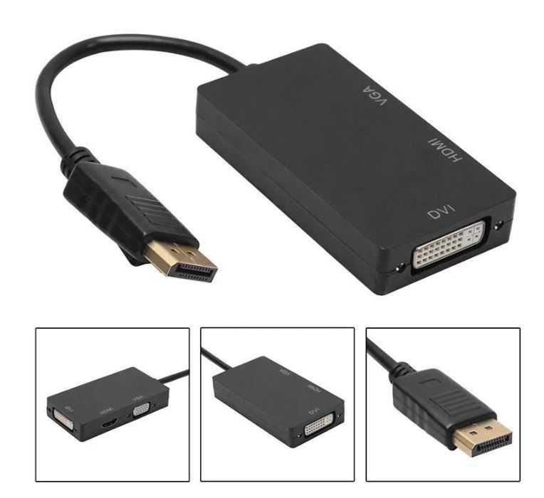 Перехідник Конвертер DisplayPort to HDMI DVI VGA 3 IN 1