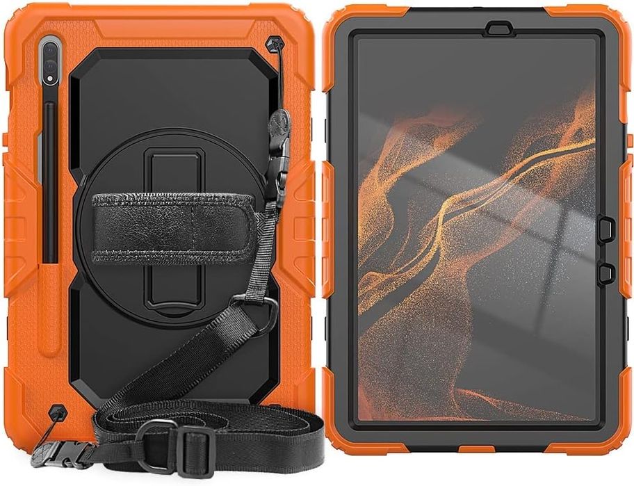 Etui do Samsung Galaxy Tab S8/S7 11" z Paskiem na Ramię Pomarańczowe
