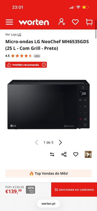Microondas LG MH6032GAS