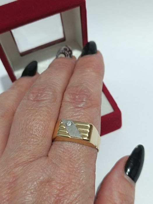 Złoty sygnet z cyrkonią roz. 26 złoto próby 585