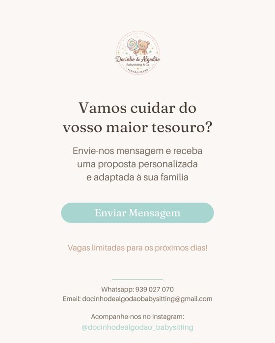 Docinho de Algodão - Babysitting em Fernão Ferro (e arredores)