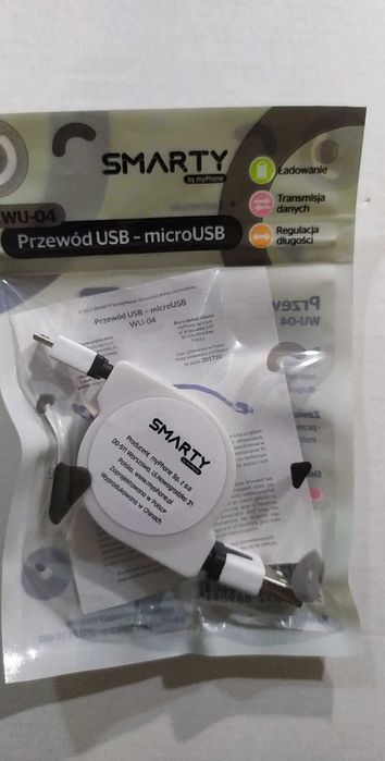 Zwijany Regulowany Kabel USB - Micro USB zestaw 4 szt