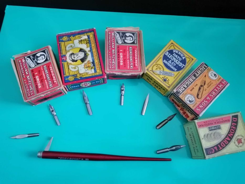 Caneta/pena de alavanca nº 103 com 7 aparos - NOVA