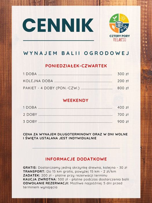 Mobilna Balia Ogrodowa, Sauna, jacuzzi. Wynajem całoroczny!
