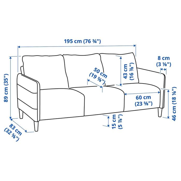 Sofá IKEA ANGERSBY 3 Lugares – Excelente Estado