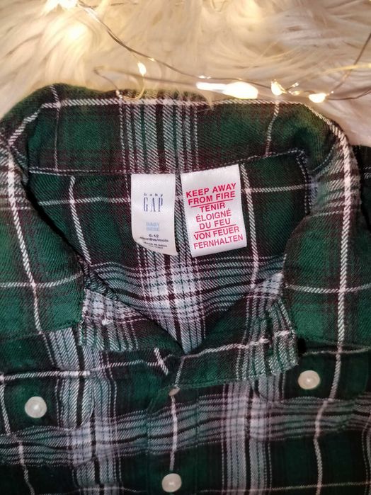 Gap koszula chłopięca zielona kratka 68 74 xmass