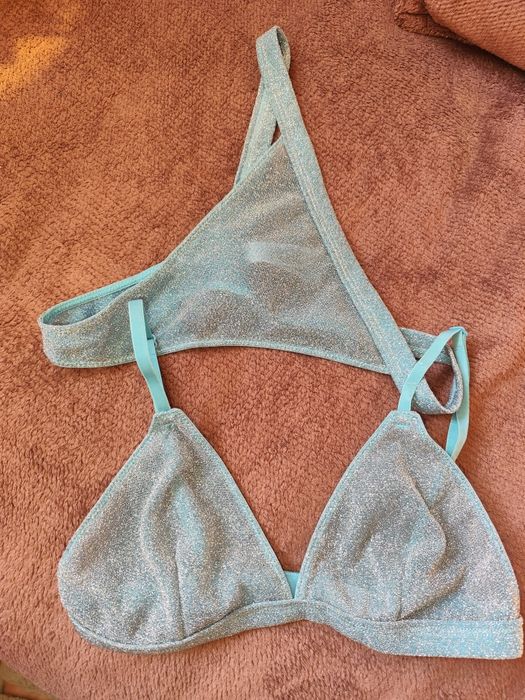 Komplet bielizny nowy turkus brokat Primark rozm. S