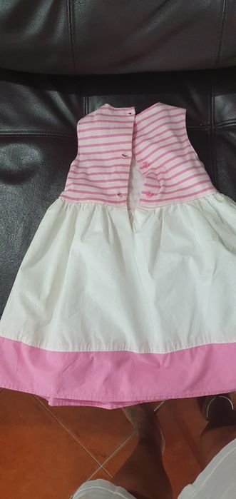 Vestido Rosa e branco com laço