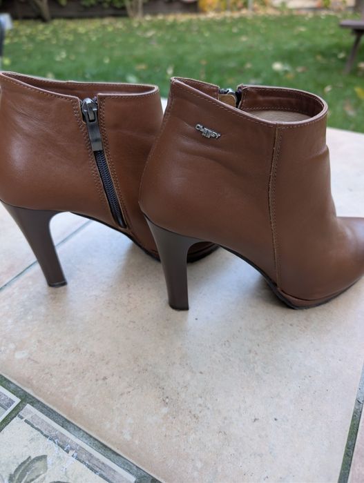 Botki Oleksy brązowe do kostki zasuwak skórzane