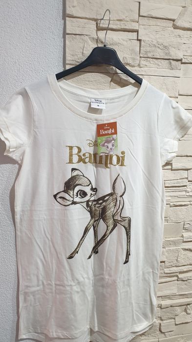 Disney Bambi bluzka bawełniana damska dłuższa koszula kremowa roz M