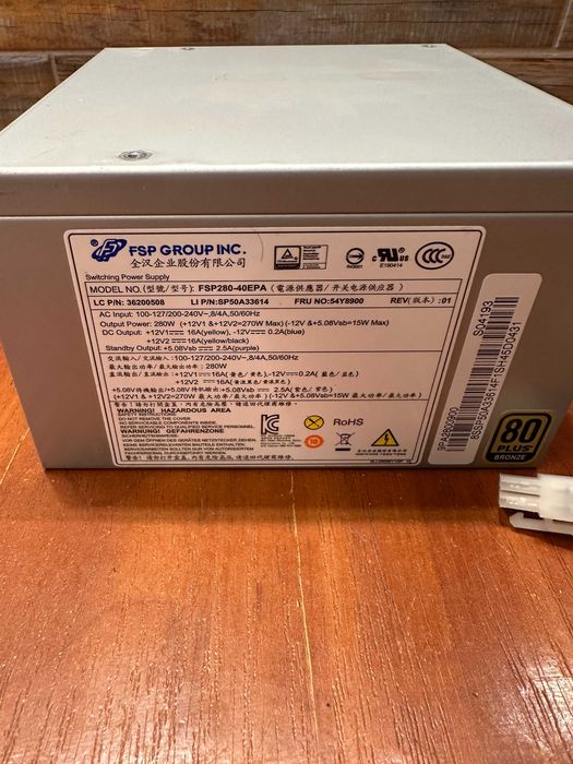 Блок питания FSP280-40EPA - 280W 14-Pin 80+ Bronze for ThinkServer TS140 TS150 ThinkCentre M73 M82 M83 M92
