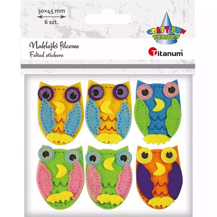 Naklejki Filcowe Sowy 30X45Mm 6Szt.. Titanum. Nowy Produkt