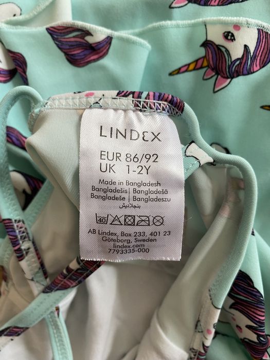 Strój kąpielowy LINDEX z baskinką błękitny 86/92cm - 2 latka