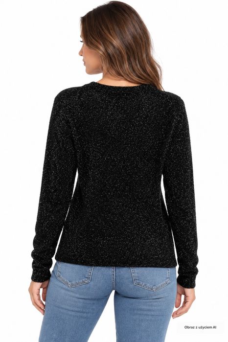 Sweter czarny z metaliczną nitką glam M