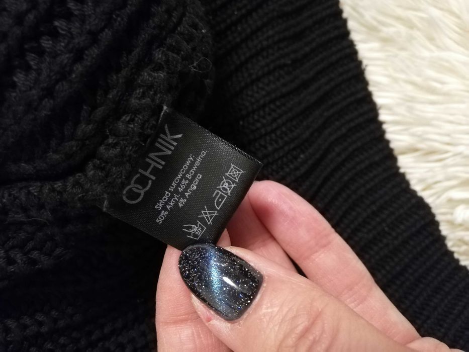 sweter Ochnik M 38 L 40 czarny angora oversize