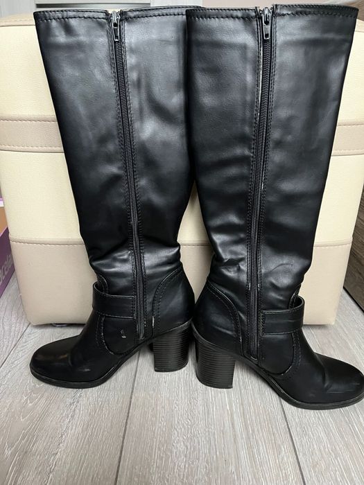 Kozaki na obcasie zestaw spodnie leginsy rybaczki spodnie polysk