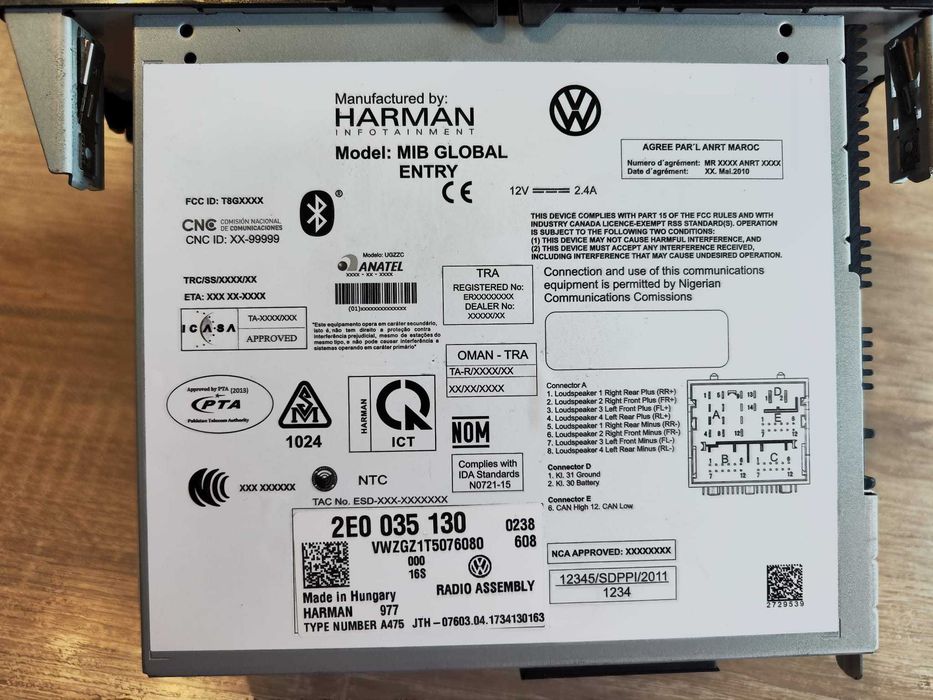 Radio volkswagen vw crafter Bluetooth SD USB MIB Global Entry oryginał