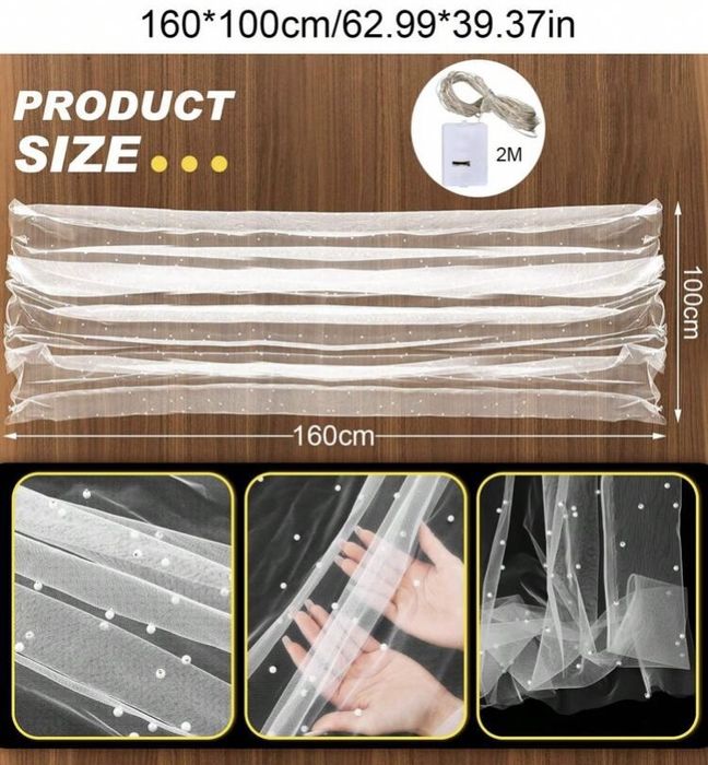 *Ozdoby ślubne* 2szt bieżnik światełka LED perły biały szyfon komunia