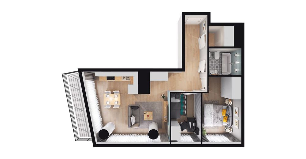 3-pokojowe mieszkanie 57m2 + balkon