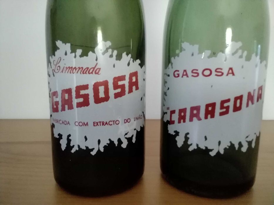 2 Garrafas Pirogravadas Diferentes dos Refrigerantes Carasona - Beja - Ambas em Estado Novo