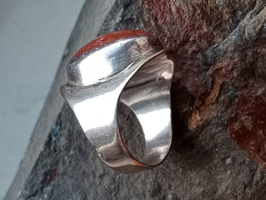 Antyk Stary sygnet z kamieniem duży pierścionek srebrny 800 ?Szwecja