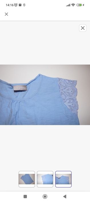 T-SHIRT koronka niebieski 8-9 lat/128-134cm