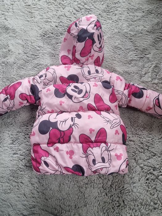 Gruba kurtka zimowa dziewczęca różowa muszka minnie disney rozmiar 92