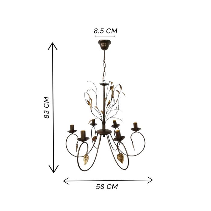 JESION - Żyrandol vintage 6-punktowy, brązowe wykończenie