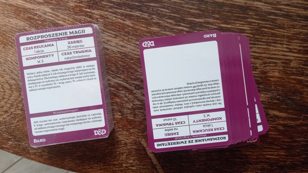 DnD karty czarów bard