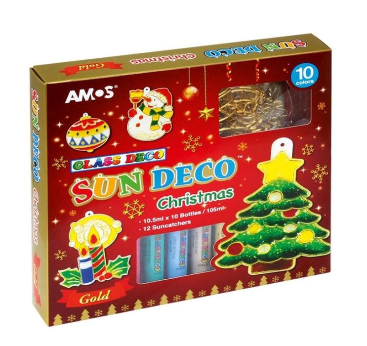 Farby witrażowe 10 kolorów+ witraże christmas BN Fiorello pudełko,