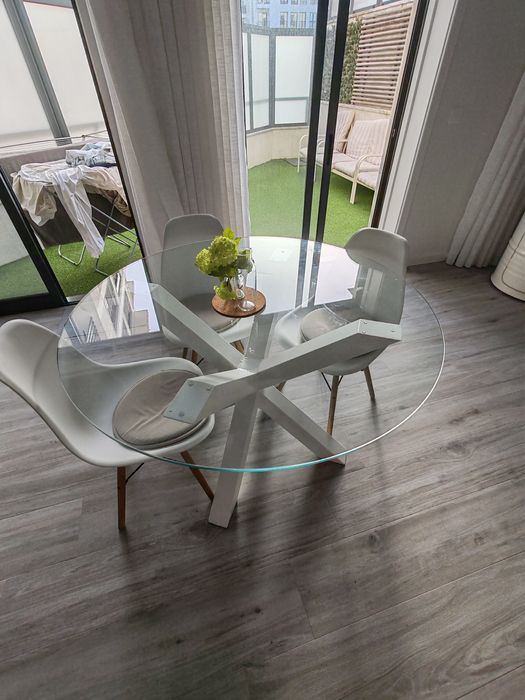 Mesa Redonda de vidro temperado