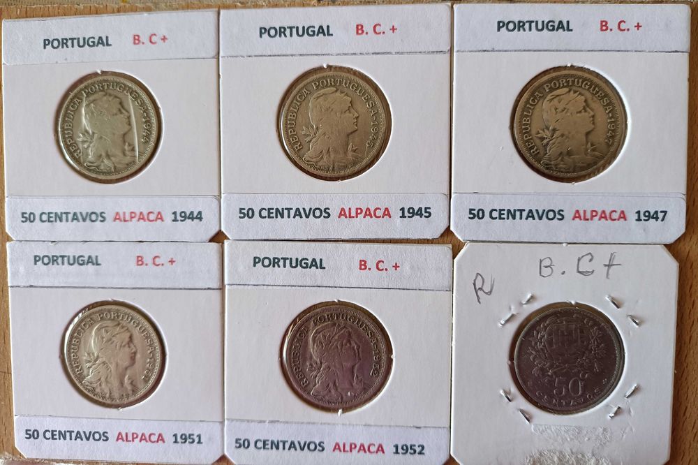 Moedas da Segunda  República Portuguesa ( 50 Centavos Alpaca )"