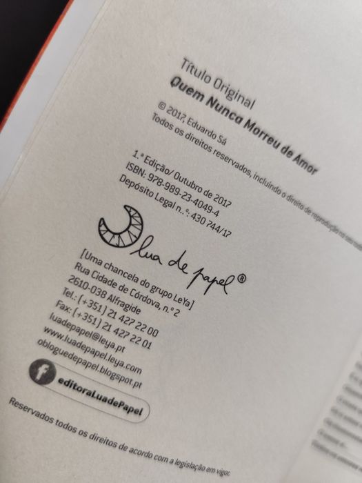 Livro: Quem Nunca Morreu de Amor de Eduardo Sá