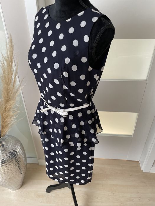 Sukienka granatowa w kropki grochy Peek&Cloppenburg