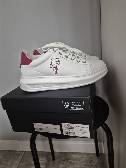 Karl Lagerfeld Kapri Ikon Sketch Lo Lace sneakersy białe burgundowe r. 38